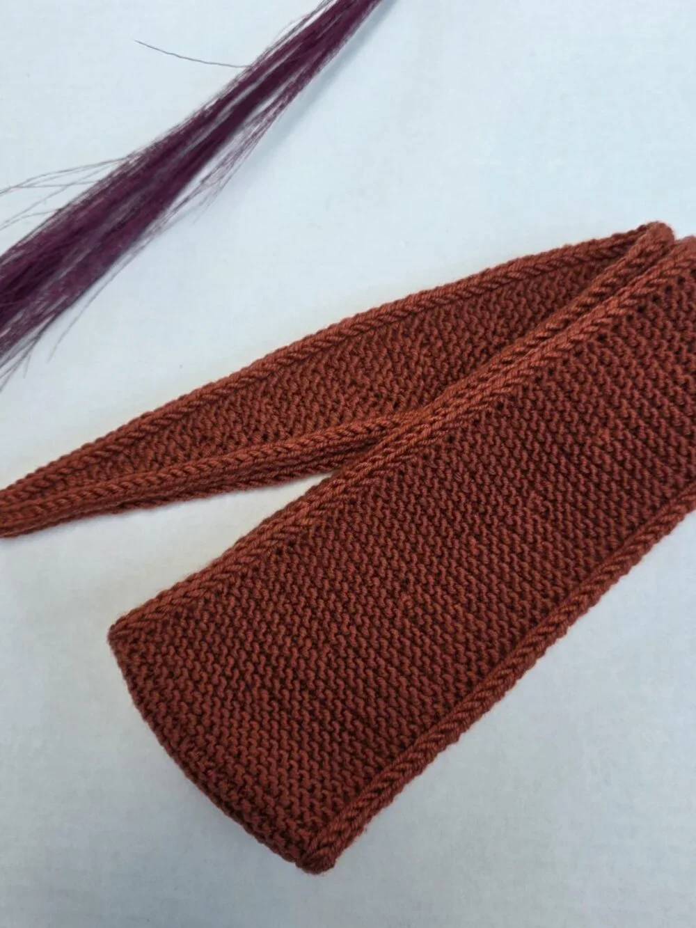 Sophie Scarf Classic Design Small Double Wrap Handmade Knitted Acrylic Rust